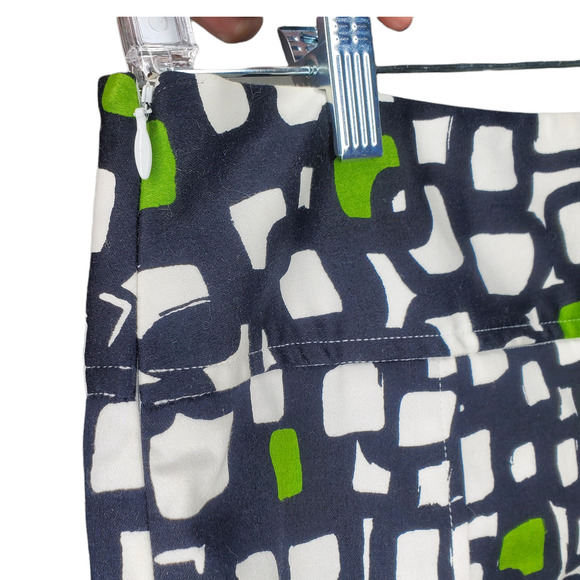 Judy Lee Cole Black, White & Green Geometric A-Line Skirt Sz 8 - Picture 3 of 6